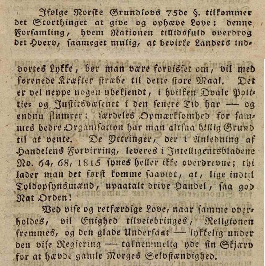 Det Norske Nationalblad, fredag 11. september 1815