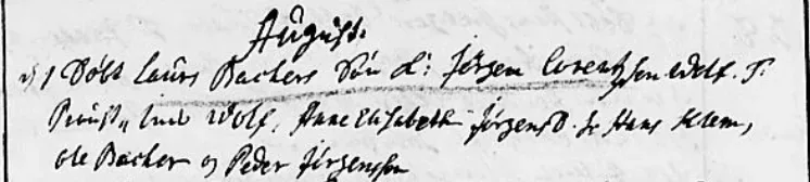 Kirkebok 1 august 1764
