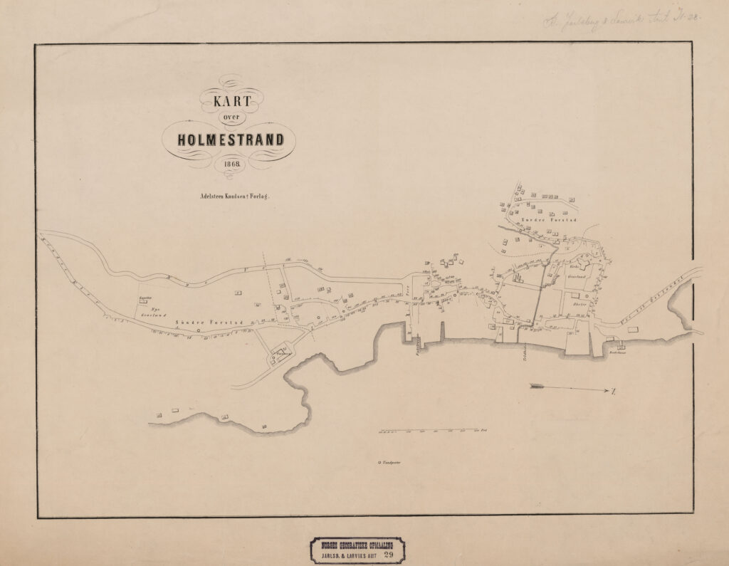 Kart over Holmestrand 1868